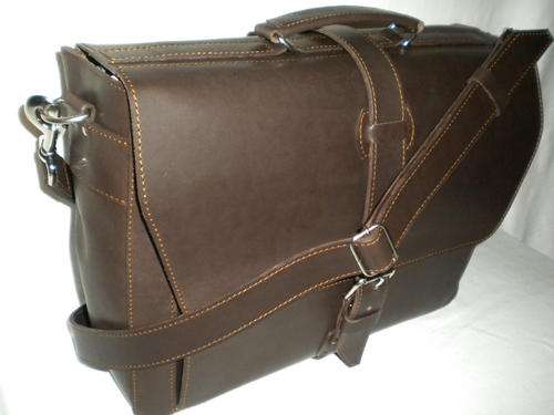 Leather Teacher Briefcase Chocolate Brown