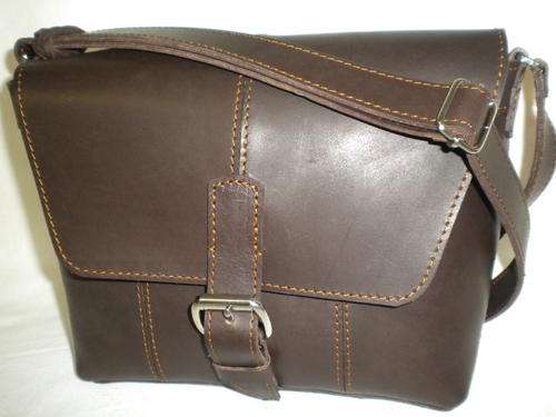 Leather postman handbag chocolate brown