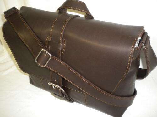Leather Postman briefcase chocolate brown