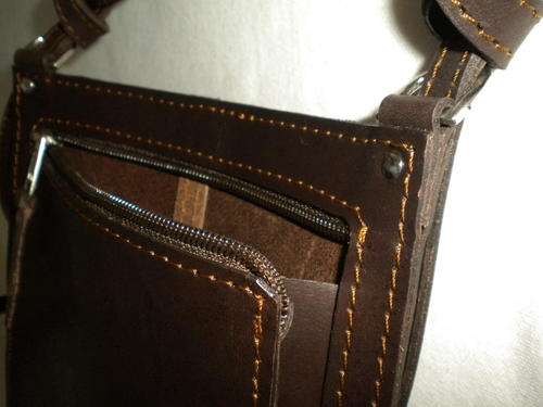 Leather passport pouch chocolate brown