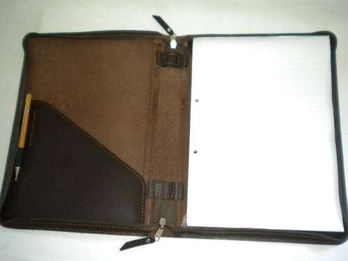 A4 leather zip cover, chocolate brown