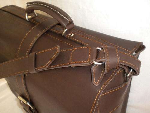 Leather Laptop briefcase one divider chocolate brown