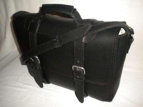 Leather Badger briefcase(medium) CARBON BLACK(up to 14 inch laptop) FREE SHIPPING!!