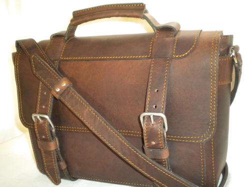 Leather Badger briefcase(medium) ANTIQUE BROWN