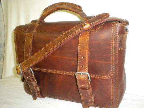 Leather Badger briefcase(medium) ANTIQUE BROWN