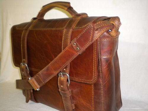 Leather Laptop Badger Briefcase (Large) ANTIQUE BROWN