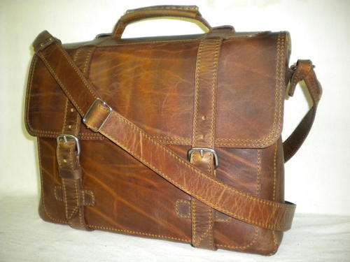 Leather Badger Briefcase (Large) ANTIQUE BROWN