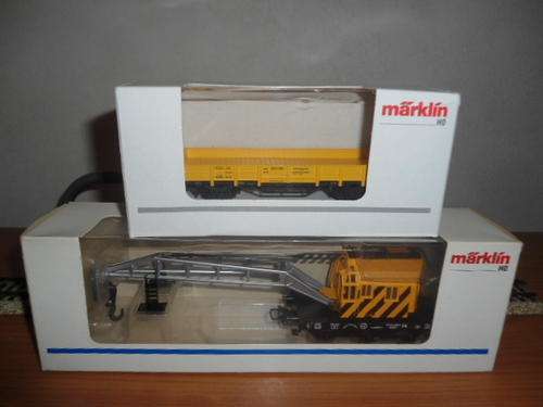 Marklin H0 Rail crane with cradle car