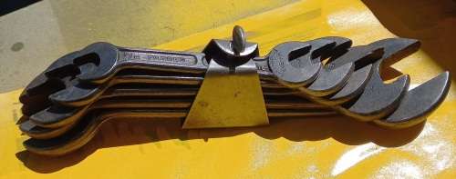 VINTAGE BRIDGEPORT `HY-BAR` DOUBLE OPEN END SPANNER SET OFFSET