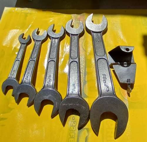 VINTAGE BRIDGEPORT `HY-BAR` DOUBLE OPEN END SPANNER SET OFFSET