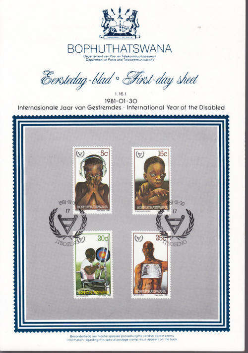 FIRST-DAY SHEET - AS PER SCAN - BOPHUTHATSWANA