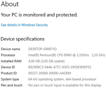 Lenovo G580 | Intel Pentium B960 | 2.20GHz | 4GB RAM | 320GB HDD