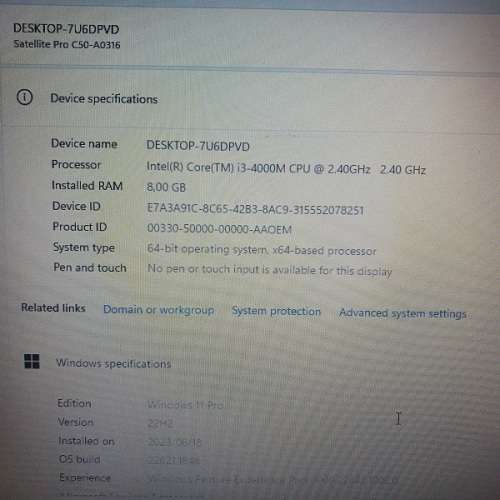 Toshiba Satellite Pro C50 | i3-4000M | 2.40 GHz | 8GB RAM | 500GB HDD (READ***)