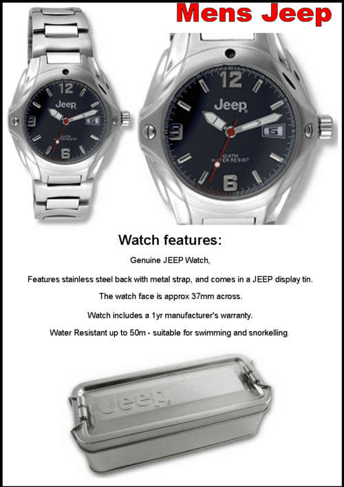 MENS JEEP WATCH 5 ATM CLASSIC metal STRAP with date RRP 1395