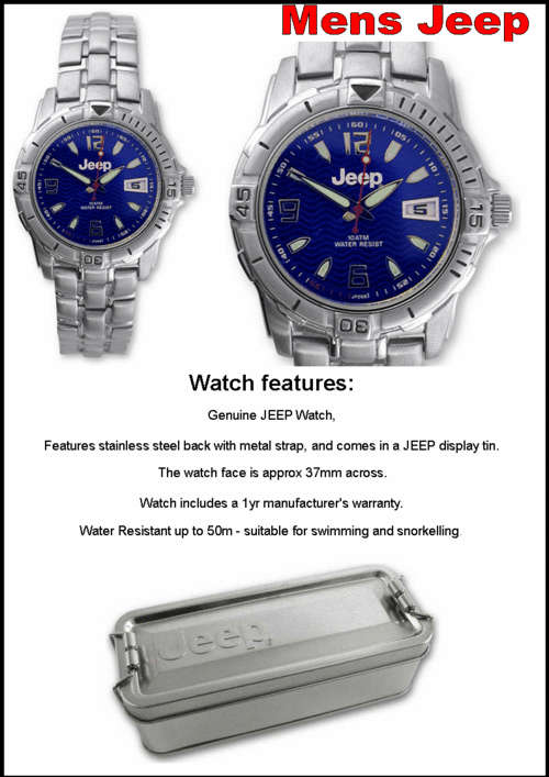 MENS JEEP WATCH 5 ATM CLASSIC metal STRAP - Blue face RRP 1395