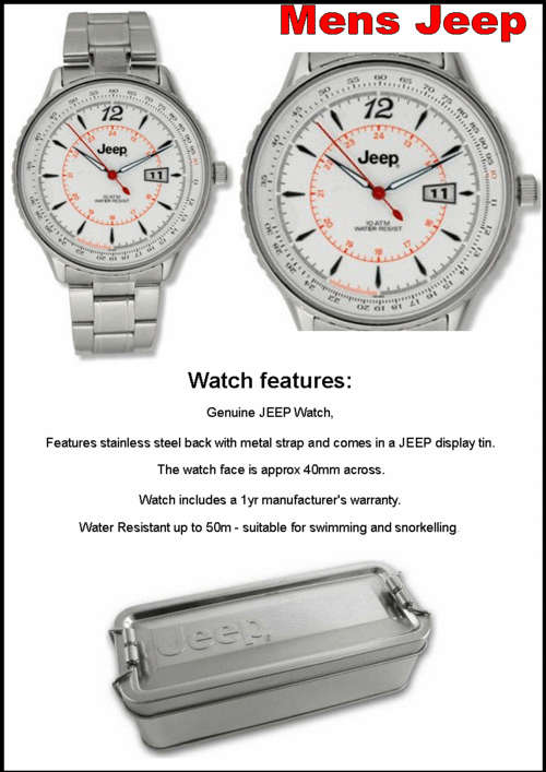 MENS JEEP WATCH 5 ATM - DIVER STYLE White face - RRP 1695