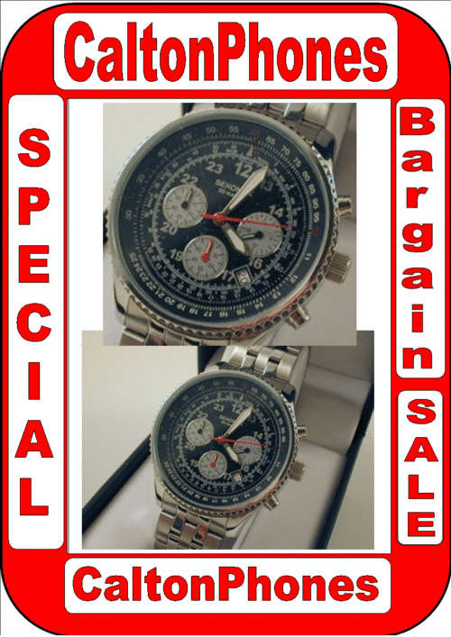 Brand New Mens SEKONDA Chronograph watch - 50 Meter water resistant - Breitling Style