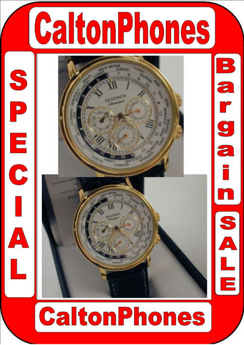 Brand New Mens SEKONDA Multi Dial World time - 50 Meter water resistant - Breitling Style