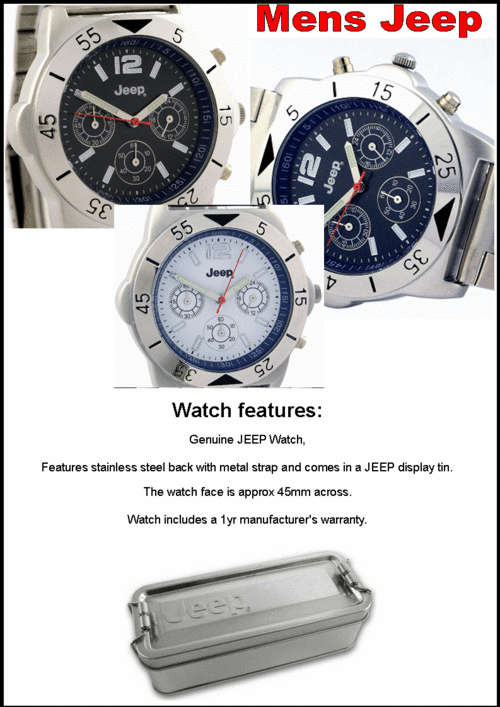 MENS JEEP WATCH CHRONOGRAPH METAL STRAP - WHITE Face RRP 1695