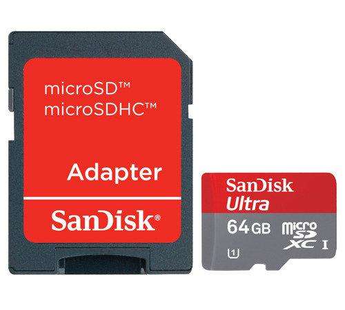 64GB Sandisk Micro Sd Card with Adaptor - Class 10