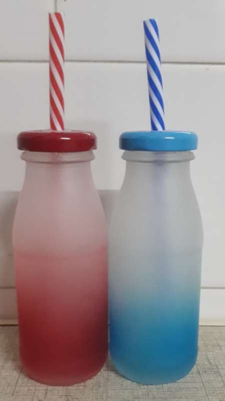 Glass jar two tone with straw 150ml