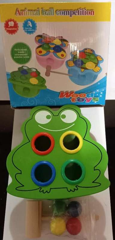 Wooden Frog with balls and hammer