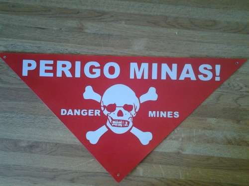 land mine warning sign