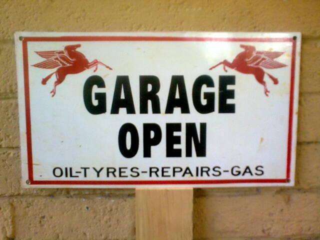 Mobil Garage Enamel Sign.