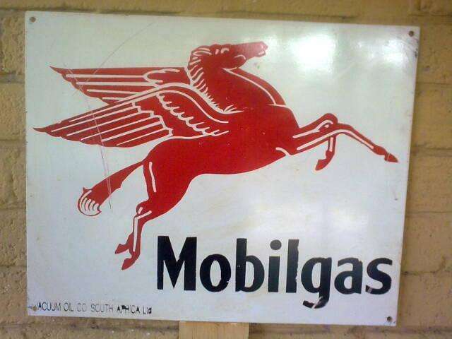 Mobil Enamel Sign.