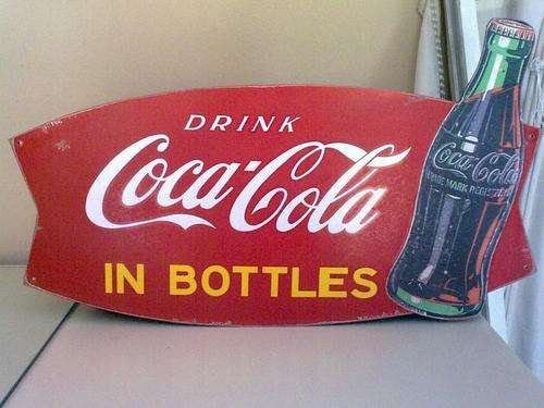 Coca Cola Fishtail Sign.