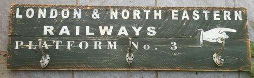 Vintage Style Railway Sign and Coat Rack.