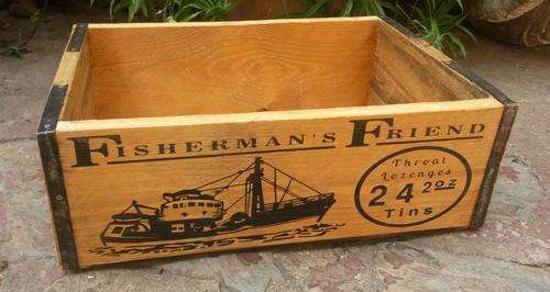 Antique Fisherman's Friend Wooden Crate.
