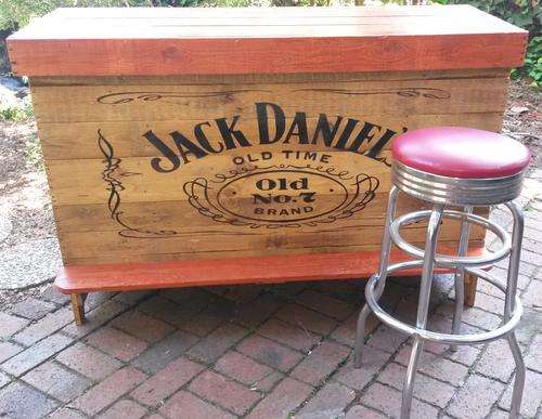 Furniture: Jack Daniel's Bar Counter with foot rest and shelves.