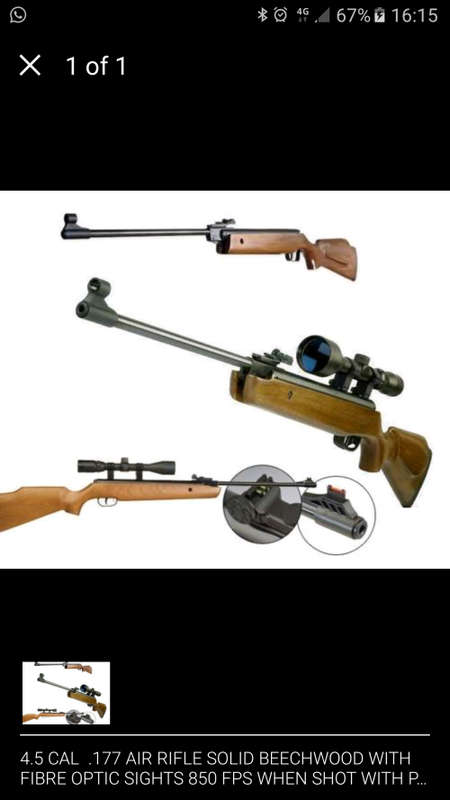 4.5 CAL .177 AIR RIFLE SOLID BEECHWOOD WITH FIBRE OPTIC SIGHTS 850 FPS WHEN SHOT WITH PBA R1895.00