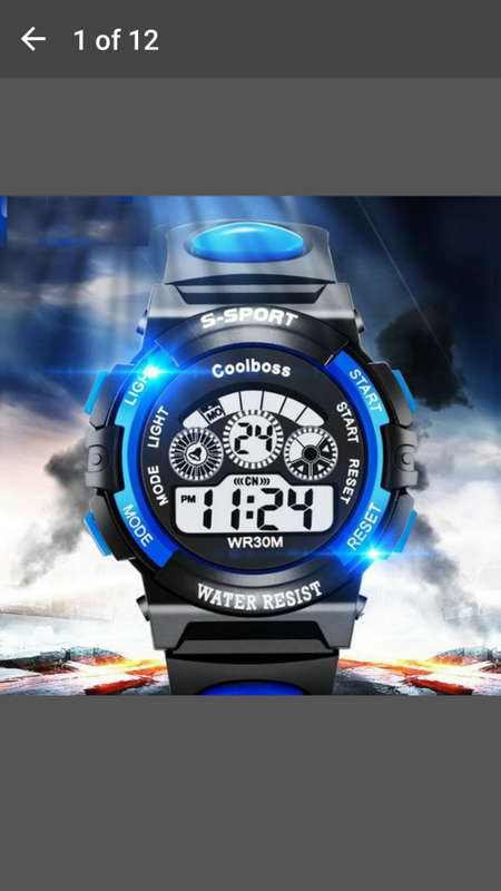 Blue Rubber Band Night Light Wristwatch Waterproof Quartz Watch for Children or Adult