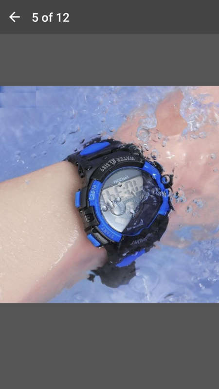 Blue Rubber Band Night Light Wristwatch Waterproof Quartz Watch for Children or Adult