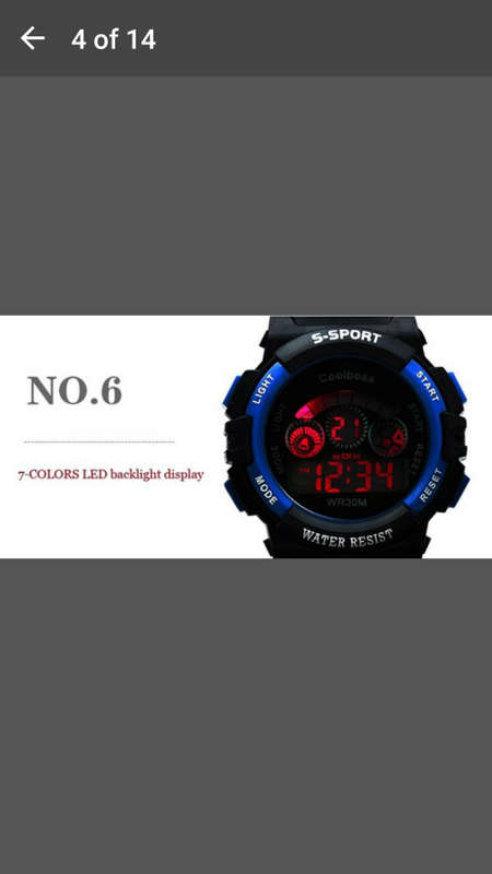 Blue Rubber Band Night Light Wristwatch Waterproof Quartz Watch for Children or Adult