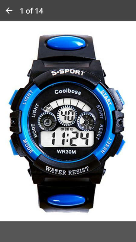 Blue Rubber Band Night Light Wristwatch Waterproof Quartz Watch for Children or Adult