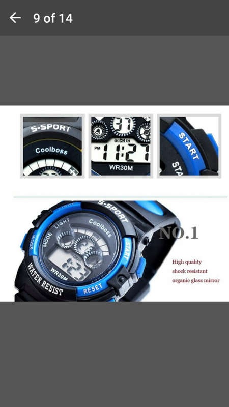 Black Rubber Band Night Light Wristwatch Waterproof Quartz Watch for Children or Adult