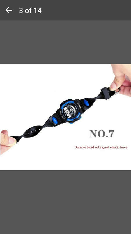 Black Rubber Band Night Light Wristwatch Waterproof Quartz Watch for Children or Adult