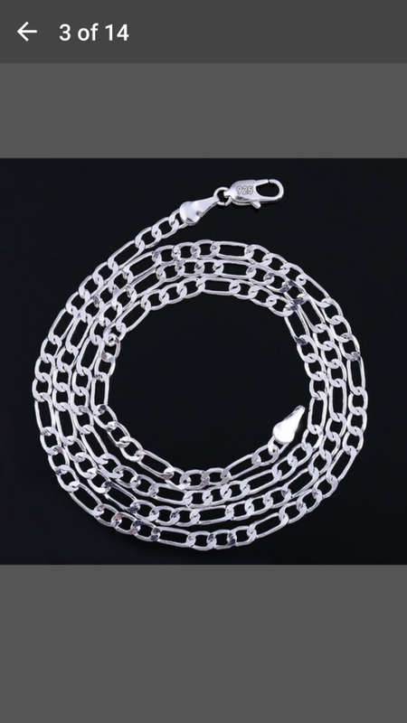 925 Sterling Silver 2mm Chunky Figaro Men/Women's Chain Necklace 24inch
