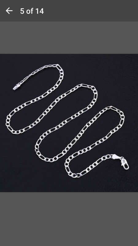 925 Sterling Silver 2mm Chunky Figaro Men/Women's Chain Necklace 24inch
