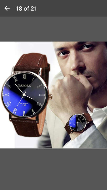 New Luxury Fashion Crocodile Faux Leather Mens Yazole Analog Watch Blue Face