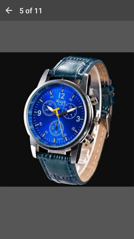 Luxury Stylish Crocodile Faux Leather Mens Analog Watch Wrist Watch - Sloggi Blue