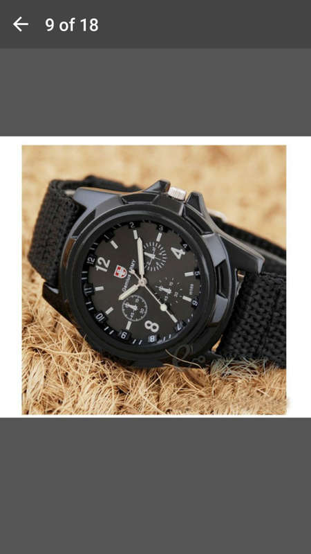 Genius Army Men's Canvas Quartz Watch - Black on Black
