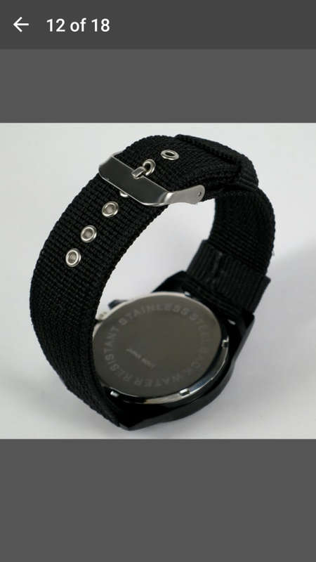 Genius Army Men's Canvas Quartz Watch - Black on Black