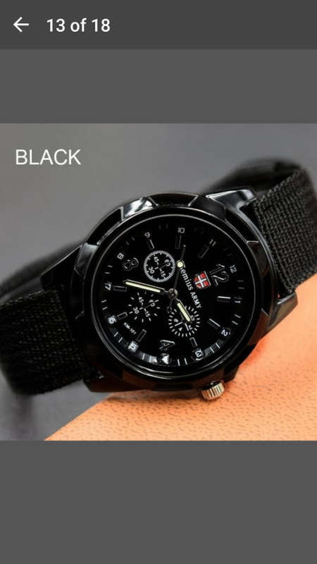 Genius Army Men's Canvas Quartz Watch - Black on Black