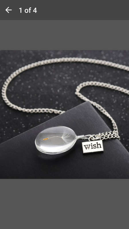 New & Unique - 925 Sterling Silver Chain Dandelion Wish Real Flower Pendant