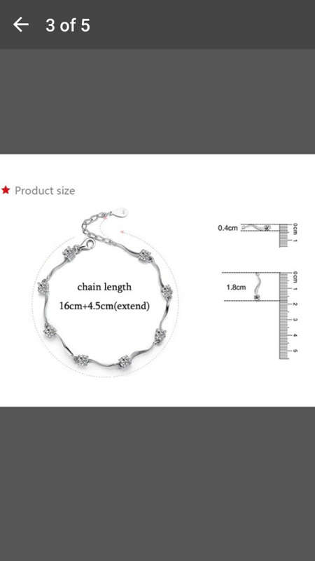 Womens 925 Sterling Silver Charm Crystal Bamboo Chain Bracelet