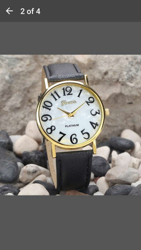 Geneva Unisex Leather Band Analog Quartz Vogue Wrist Watch Watches - Big Letter Marble Look Dial